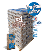 Palette avec granulés WOODSTOCK x 4 (264 sacs) de 15 kg chacun