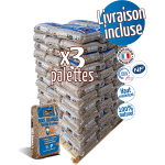 Lot de 3 WOODSTOCK HOLZPELLETS Palette de 66 sacs de 15 kg
